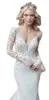 Abiti da sposa a sirena in pizzo country Abiti da sposa sexy senza schienale firmati Abiti da sposa con applicazioni di pizzo Maniche lunghe Scollo a V profondo Abito da sposa Boho da spiaggia Robe De Mariage