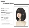 Lace Wigs 7JHH PERRUQUES Noir Court Bob Perruque pour Fille Usage Quotidien Perruque Synthétique Nouveau Style Naturel Souple D'été Résistant À La Chaleur Perruque Avec Frange Z0613