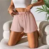 Pantalones cortos para mujer Pantalones cortos para mujer Verano Elástico alto con cordones Cordón Pierna ancha Sudor Corto Fitness Pantalones cortos para correr Pantalones deportivos grandes e informales sueltos fdfddd