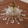 Mosiężna lampa wisząca w stylu francuskim Retro K9 Crystal zawiesina światło wern ganku Balkon Bedside Koral szklany szklany żyrandol sufitowy