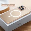 Luxury Metal Frame MacSafe Magnetic Falls for Magsafe iPhone 13 Pro Max 14 Plus 12 Mini 13Pro 12Pro Ipone Mac Safe Cover Support Wireless Charging