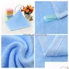 Towel 25X25Cm Square Wipe Faces Solid Color Children Bamboo Fiber Wi Hands Towels With Hook Absorbent Face Wash Rag Bh6491 Drop Deli Dh5Ix