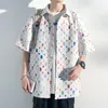 Chemises décontractées pour hommes surdimensionnés hommes Style coréen chemise à manches courtes à carreaux 2023 été graphique Harajuku Blouses homme femmes vêtements unisexe