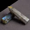 Prisme hexagonal en pierre de lune de chaux allongée naturelle ornements d'art en pierre brute Ability Quartz Pillar Baguettes de guérison minérales Reiki Raw Energy Wqct