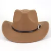 Chapéu de cowboy Fedora de feltro estilo vintage para homens e mulheres Chapéu de cowgirl clássico ocidental Faixa de couro para atividades ao ar livre e festas