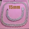 Chaînes de collier de bijoux pour hommes Chaîne 15 mm Bracelet Moisanite Silver Cuban Link Pass Diamond Tester Gra VVS ALPG