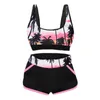 Women's Swimwear Swimwear Women High Waist Print Split Push Up Swim Top And Shorts Bikini Set Sexy Swimwear Swimsuit Beachwear Z0613