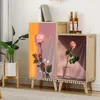 Vorhang Nordic Partition Rose Kurze Vorhänge Mit Quaste Küche Selbstklebende Vorhänge Für Schrank Regal Kleiderschrank Staub Abdeckung