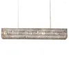 Pendant Lamps American Luxury E14 Led Lights Dining Room Rectangle Hanging Lamp Lustre K9 Crystal Gold Silver Suspend