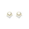 Hoopörhängen 925 Sterling Silver Needle Gold Cloud Pearl Pendant For Women Light Luxury Girl Charm Earring Ins Fashion Jewelry