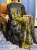 Ethnische Kleidung muslimische Sommerseide Abayas für Frauen Leopardendrucken Loose Femme Robe Mode Afrikanische Kanga Nigeria Kaftan mit Turban 230613
