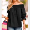 Vrouwen Blouses Shirts Sexy Off Shoulder Tops Lente Zomer Strapless Vrouwen Blouse Strik Slash Neck Shirts Casual Losse Blusas Slash nek 230613