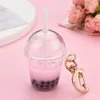 Grappige Boba Thee Cup Sleutelhanger Stro Mini Melk Fles Sleutelhanger Leuke Tas Portemonnee Ornamenten Auto Trinket Sleutelhanger Hanger Accessorie JN13