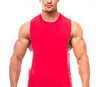 Débardeurs pour hommes Fitness Vest Hommes Couleur unie Sports Bodybuilding Côté Large Fente Lâche Épaule T-shirt Coton