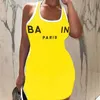 Designer Plus Taille Robe Mode Lettre Imprimer Robe Slim Séchage Rapide Mini Jupe Américaine Vêtements Pour Femmes XS-4XL