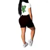 Damen-Trainingsanzüge, Damen-Sommer-Buchstaben-bedrucktes, kurzärmeliges O-Ausschnitt-T-Shirt in heller Farbe mit dunklen Shorts, Street-Comfort-Freizeitanzug