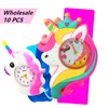 Barnklockor Partihandel 10 datorer Unicorn Watch Baby Toys Gift Children Klocka barnklockor Toddler Boy Girl 115 år gammal barn 230612