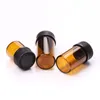 Amberkleurige glazen etherische olie en vloeibare flessen 1 2 3 5 ml glazen reageerbuisflesje met plastic stop zwarte dop Qwkxj