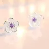 Fleur de cerisier fleurs boucles d'oreilles couleur argent clous d'oreille femmes bijoux fins fête des mères cadeau d'anniversaire R230613