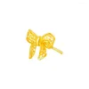 Boucles d'Oreilles Solides 999 Véritable Or Jaune 24K Lucky Bowknot Femmes Cadeau 1.3-1.6g