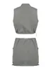 Two Piece Dress Conjunto De 2 Piezas Para Mujer Y2K Con Fruncido Y Falda Cruzada Fiesta Club Gris S