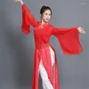 Ethnische Kleidung Damen Chinesischer Traditioneller Volkstanz Hanfu Kostüm Paillettenstickerei Alte Fee Rotes Bühnenkleid Outfits