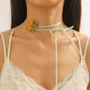 Choker Vintage Sweet Strap Yellow Heart Daisy Flower Necklace