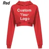 Women's Hoodies Fashion Custom Your Logo Women Hoodie Sweatshirt Short Top Coat Sport Pullover Hooded Tops Female Autumn Winter Clothes Crop