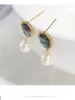 Orecchini a bottone Icnway Natural 7.5-8mm About Round High Light White Pearl Pearl 14kgp Abalone Shell S925 Una coppia
