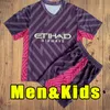Pełny zestaw dzieci dla dzieci dorosłych koszulki piłkarskie 23 24 de Bruyne Phillips Mans Cities Grealish Mahrez Man Foden 2023 2024 Bramkarz Alvarez krótki rękaw