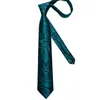 Neckband Design Teal Blue Paisley Floral Silk Ties 8cm Men's Wedding Party Business Slipsan Hanky ​​Brosch Manschettknappar Set Cravat Dibangu 230613