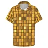 Men's Casual Shirts Disco Ball Print Beach Shirt Golden Shiny Hawaiian Men Trending Blouses Short Sleeve Pattern Clothes Big Size