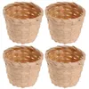 Ensembles De Vaisselle 10 Pcs Main Vase Bambou Mini Panier De Fleurs Décoration De La Maison Simple Boîte De Rangement 9X9X7.5CM Kaki En Bois Fruits Bureau