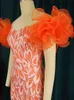Sukienki w dużych rozmiarach kwiatowy nadruk 4xl kobiety Płatka Orange Czerwona Patchwork Cocktail Party dla kobiet w Afrykańskie suknie 230613