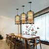 Pendant Lamps Chinese Style Bird Cage Lamp Chandelier Pot Restaurant Ding Room Staircase Bamboo Artwork Vintage Lighting
