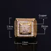 Solitaire Ring Bubble Letter Mens Rings Gold Color Real Copper Material Iced Out Hip Hop Fashion Hip Hop Jewelry Size 7-12 230613