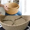 Storage Baskets Handmade Bamboo Basket Folding Clthoes Laundry Straw Wicker Rattan Seagrass Belly Garden Flower Pot Plant 230613