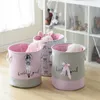 Storage Baskets Pink Large Laundry Basket Round Dirty Clothes Toys Folding Bucket Antidust Big Barrel Hamper 230613