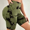 Damesshorts Yogabroeken voor dames Zomer Tie Dye Hoge taille Elastiek Heupen Lifting Sneldrogend Fitness Lichaamsvorming Sporten Supershorts Legging