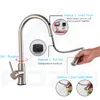 Rubinetti per lavabo da bagno Rubinetto da cucina Rozin Smart Touch Oro spazzolato Rubinetti con sensore estraibile BlackNickel 360 Rotazione Gru 2 Rubinetti per miscelatore acqua di uscita 230612