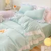 Conjuntos de cama Kawaii Pink Conjunto de cama colchas de poliéster duplo completo tamanho queen bonito com ajuste duplo capa de edredom quarto capa de edredom Z0612