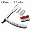 Razors Blades 1 set MenFemaleWoman Straight Barber Edge Steel Folding Shaving Knife Hair Removal Tools With 10 pcs 230612