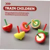 Wood Top Toys for Toddlers Boys Kids Educational Toy Party Favors Top Game Wooden Gyroscopes Decompression Gyro Fruit In Random