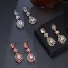 Boucles D'Oreilles Bettyue Arrivée Géométrie Forme Circulaire Longue CZ Boucle D'oreille Pour La Mode Féminine Ornement Dans La Fête De Mariage Lumière De Luxe Bijoux