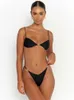 Kvinnors badkläder Miyouj Bandage Bikini Set Solid Color Swimwear Women Sexig Bikinis Triangle Bathing Suit 2023 Bikinis Micro Thong Biquini Z0613