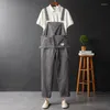 Men's Pants Overalls Mens Bib Jumpsuits Cotton Streetwear Hip Hop Cargo Male Solid Casual Gray Brown Long Trousers Clothing