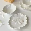 Bols Vintage Relief Dessert Bol Fleur En Céramique Solide Couleur Feuille De Lotus Maison Petit Déjeuner Plat Ensemble Vaisselle Fournitures