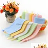 Towel 25X25Cm Square Wipe Faces Solid Color Children Bamboo Fiber Wi Hands Towels With Hook Absorbent Face Wash Rag Bh6491 Drop Deli Dh5Ix