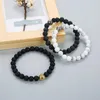 Strand 1strand 8mm Natural Stone Bead String Bracelet Long 19cm Couple Bracelets For Women Health Care Magnet Help Weight Loss Jewelry