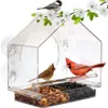 Feeding Acrylic Anti Squirrel Bird Feeder Transparent Window Suction Cup Detachable Hanging Sliding Tray Clear For Pigeon Parrot Outdoor